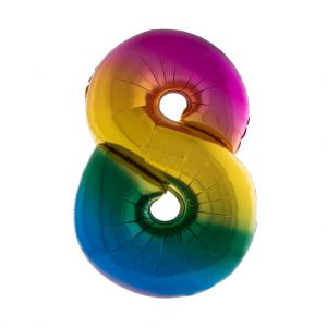 Folieballon Regenboog cijfer 8