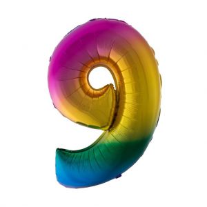 Folieballon Regenboog cijfer 9