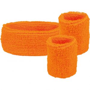Hoofdband en 2 polsbandjes Oranje