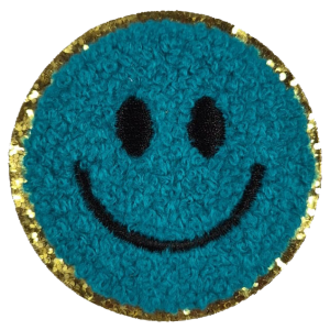 Embleem Nr. 733 Smiley Badstof Oceaan Blauw