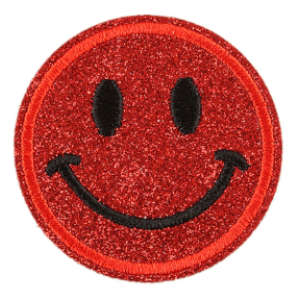 Embleem Nr. 610 Smiley Glitter Rood