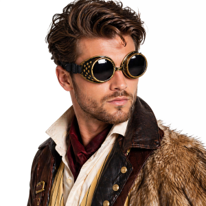 steampunk bril koper met spikes zwart