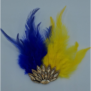 Speldje met Veren en Strass Blauw Geel