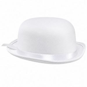 Witte Satijnen Bolhoed met Lint