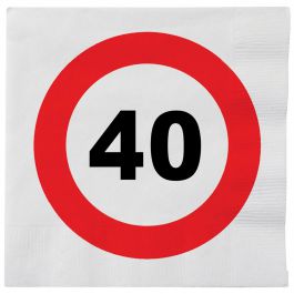 Servetten Verkeersbord 40 Jaar | De Feestspecialist XXL